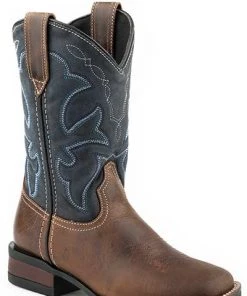 'Roper' Kids' 9" Monterey Square Toe - Brown / Vintage Navy