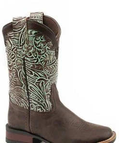 'Roper' Kids 9" Monterey Swirl Western - Brown / Turquoise