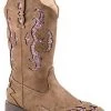 'Roper' Youth Glitter Gypsy Square Toe - Tan