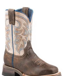 'Roper' Kids' Parker Western Square Toe - Brown / Cream