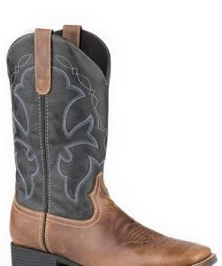 KARMAN ROPER 'Roper' Men's 12" Wilder Western Square Toe - Brown / Navy