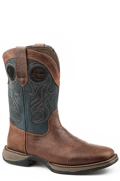 KARMAN ROPER 'Roper' Men's 11" Wilder Embroidered Square Toe - Brown / Navy 3 KARMAN ROPER 'Roper' Men's 11" Wilder Embroidered Square Toe - Brown / Navy