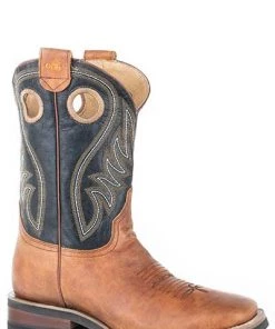 KARMAN ROPER 'Roper' Men's 11" Conceal Carry Western Square Toe - Tan / Blue