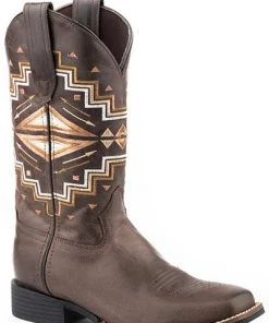 'Roper' Women's Monterey Aztec Western Square Toe - Brown / Aztec