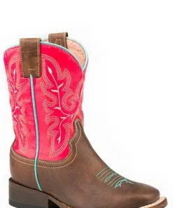 'Roper' Big Kids Girls' Square Toe - Brown / Pink