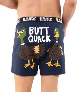'Lazy One' Men's Butt Quack Boxer - Navy
