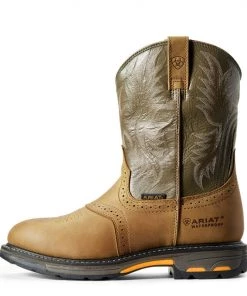 'Ariat' Men's 10" Workhog WP Soft Toe - Tan / Green