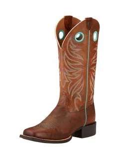 Women 'Ariat' Men's 13" Round Up Ryder Western Square Toe- Brown
