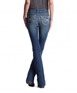 'Ariat' Women's R.E.A.L Mid Rise Stretch Entwined Boot Cut - Medium Wash