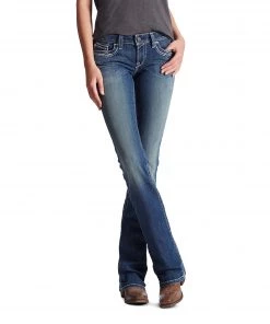 'Ariat' Women's R.E.A.L Mid Rise Stretch Entwined Boot Cut - Medium Wash