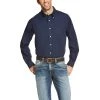 'Ariat' Men's Wrinkle Free Button Down - Navy 2 'Ariat' Men's Wrinkle Free Button Down - Navy