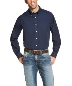 'Ariat' Men's Wrinkle Free Button Down - Navy