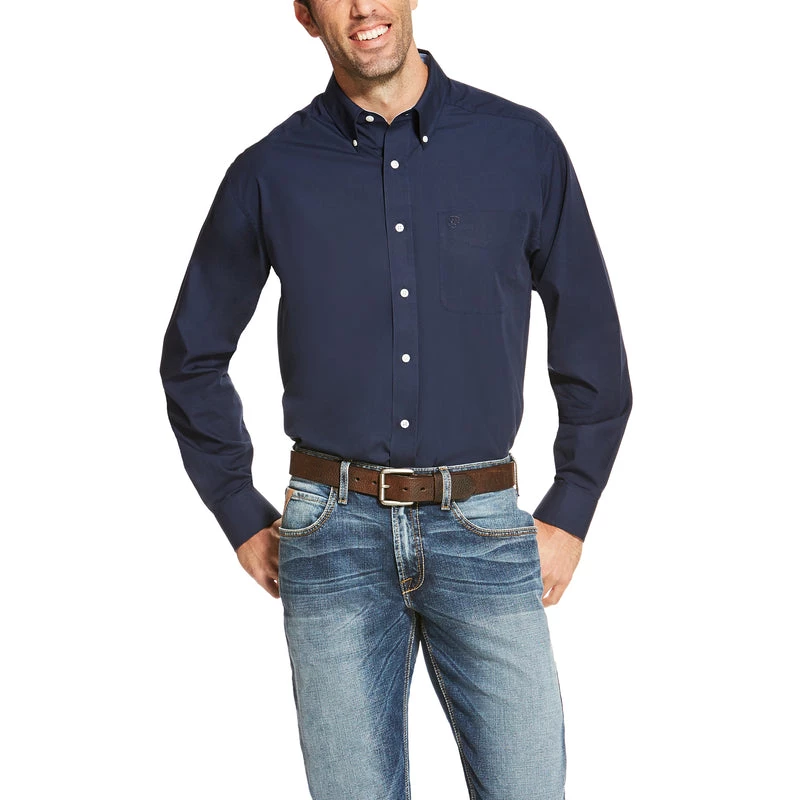 'Ariat' Men's Wrinkle Free Button Down - Navy 3 'Ariat' Men's Wrinkle Free Button Down - Navy