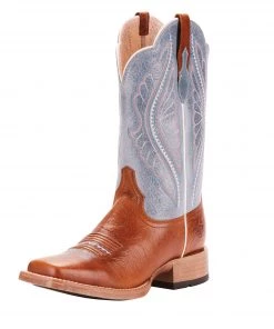 'Ariat' Women's 12" Primetime Square Toe - Baby Blue Eyes / Gingersnap