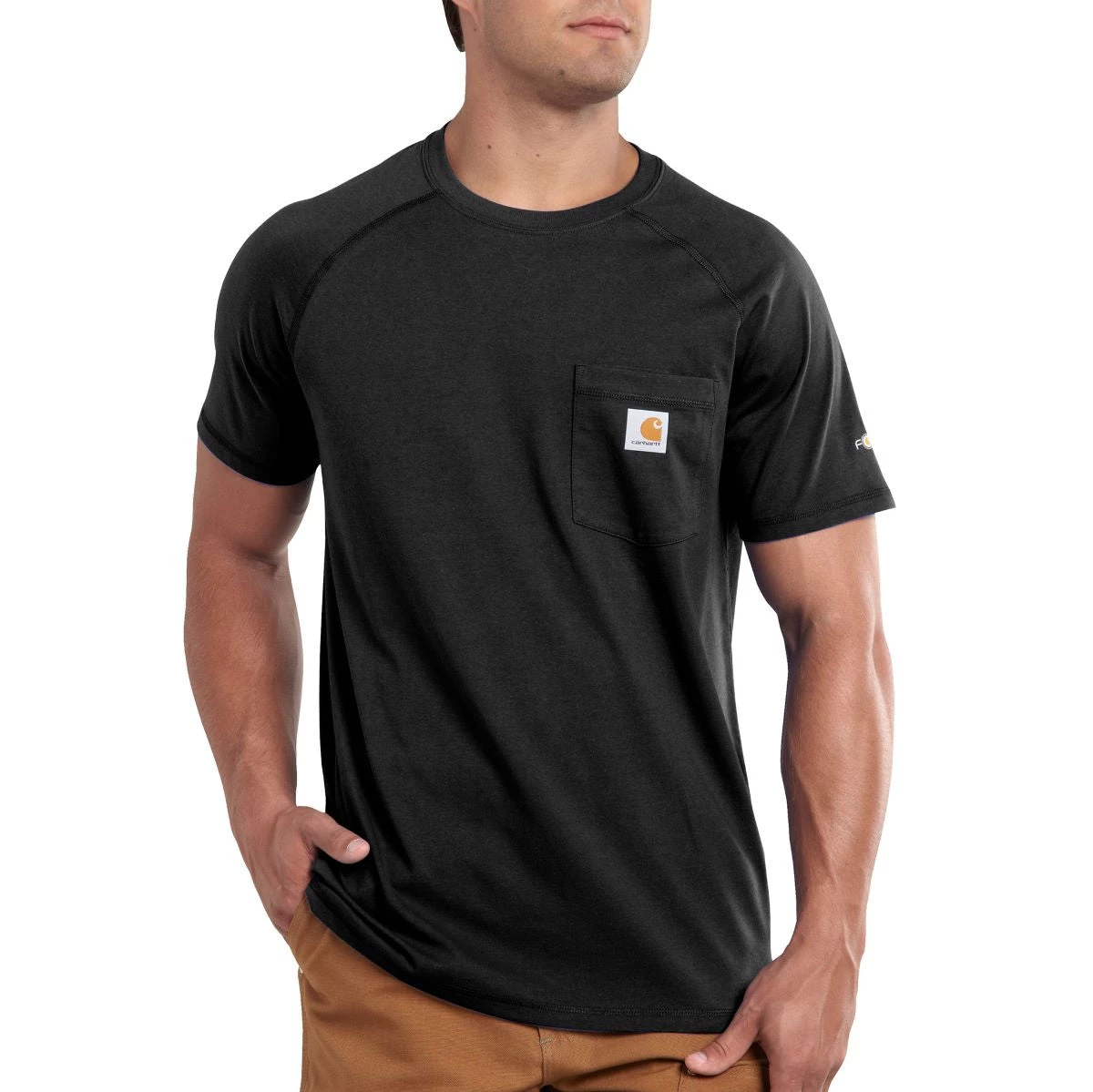 'Carhartt' Men's Midweight Force® Cotton Pocket T-Shirt - Black 3 'Carhartt' Men's Midweight Force® Cotton Pocket T-Shirt - Black
