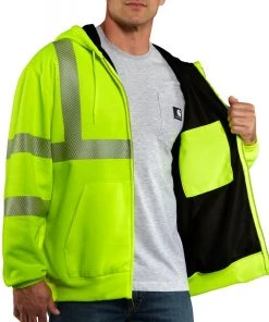 'Carhartt' Men's High-Visibility Class 3 Thermal Lined Sweatshirt - Brite Lime