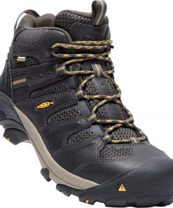 'Keen Utility' Men's Lansing Mid WP Steel Toe Hiker - Raven Black / Tawny Olive
