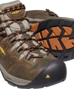 'Keen Utility' Men's Detroit XT Mid WP Soft Toe - Black Olive / Leather Brown