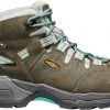 'Keen Utility' Women's Detroit XT Mid Steel Toe WP Hiker - Gargoyle Grey / Lake Blue / Brown