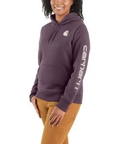 'Carhartt' Women's Relaxed Fit Midweight Graphic Pullover - Blackberry Heather