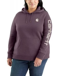 'Carhartt' Women's Relaxed Fit Midweight Graphic Pullover - Blackberry Heather