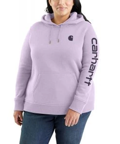 'Carhartt' Women's Relaxed Fit Midweight Graphic Pullover - Amethyst Fog