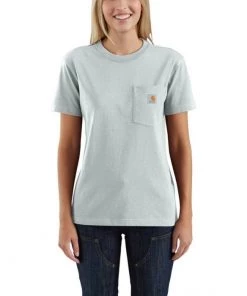 'Carhartt' Women's Lightweight Pocket T-Shirt - Tourmaline Snow Heather