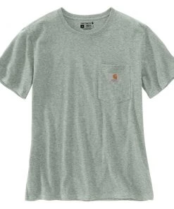 'Carhartt' Women's Lightweight Pocket T-Shirt - Leaf Green Snow Heather
