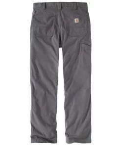 'Carhartt' Men's Rugged Flex Rigby Dungaree Flannel Lined Pant - Gravel