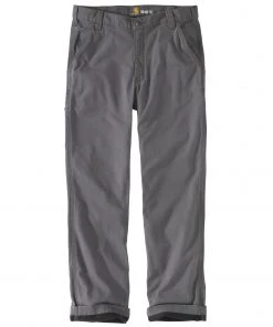 'Carhartt' Men's Rugged Flex Rigby Dungaree Flannel Lined Pant - Gravel