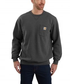 'Carhartt' Men's Crewneck Pocket Sweatshirt - Carbon Heather