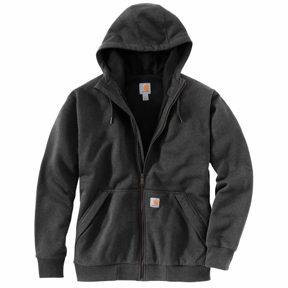 'Carhartt' Men's Rain Defender® Midweight Thermal Lined Full Zip Hoodie - Carbon Heather / Black 4 'Carhartt' Men's Rain Defender® Midweight Thermal Lined Full Zip Hoodie - Carbon Heather / Black