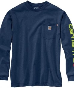 'Carhartt' Men's Flame Resistant Midweight Logo T-Shirt - Dark Blue Heather