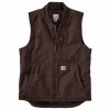 'Carhartt' Men's Washed Duck Insulated Rib Collar Vest - Dark Brown
