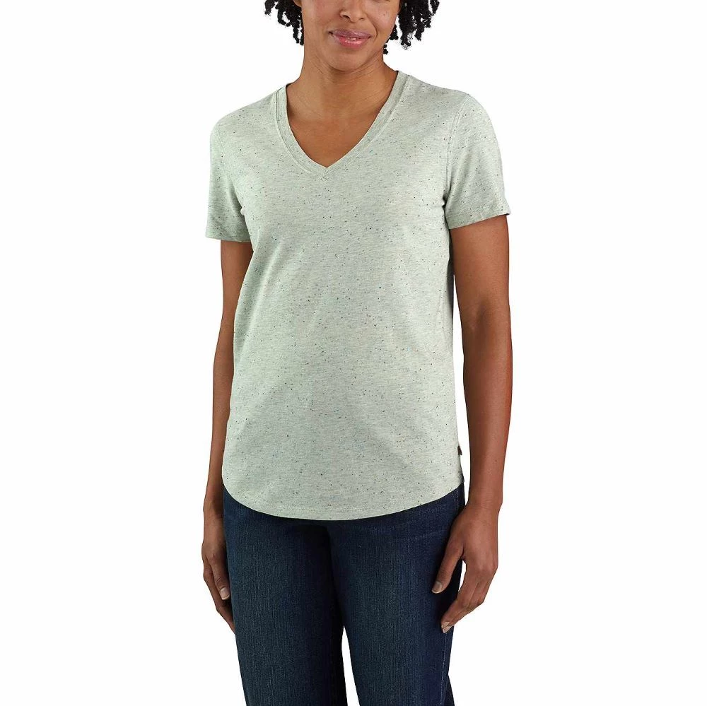 'Carhartt' Women's Relaxed Midweight V-Neck T-Shirt - Tinted Sage Heather 3 'Carhartt' Women's Relaxed Midweight V-Neck T-Shirt - Tinted Sage Heather
