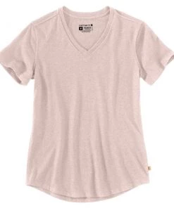 'Carhartt' Women's Relaxed Midweight V-Neck T-Shirt - Rose Smoke Heather