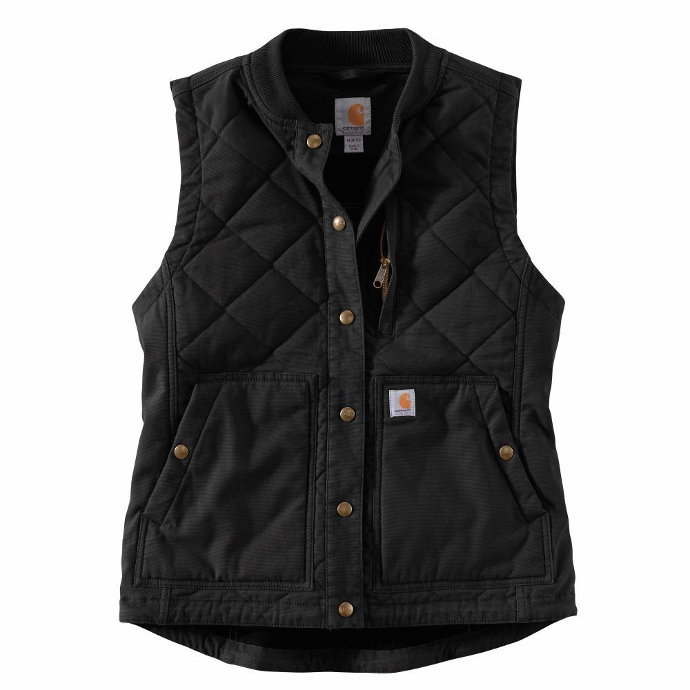 'Carhartt' Women's Rugged Flex Canvas Insulated Rib Collar Vest - Black 3 'Carhartt' Women's Rugged Flex Canvas Insulated Rib Collar Vest - Black