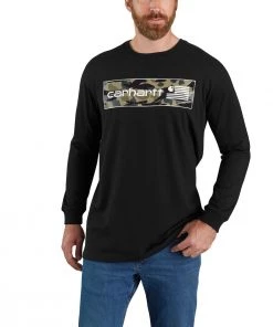 'Carhartt' Men's Midweight USA Flag Graphic T-Shirt - Black