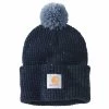'Carhartt' Women's Pom-Pom Knit Beanie - Navy Nep