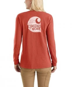 'Carhartt' Women's Heavyweight "Women At Work" Pocket T-Shirt - Earthen Clay Heather