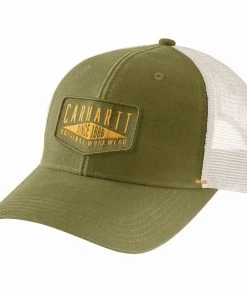 'Carhartt' Men's Canvas Mesh-Back Workwear Patch Cap - True Olive