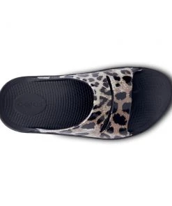 'OOFOS' Women's OOahh Slide Limited Edition - Black / Cheetah