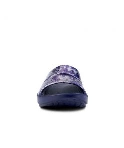 'OOFOS' Women's OOahh Slide Limited Edition - Navy / Silver / Silver Snake