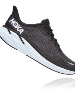 'HOKA' Men's Clifton 8 - Black / White (Wide)