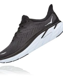 'HOKA' Men's Clifton 8 - Black / White (Wide)