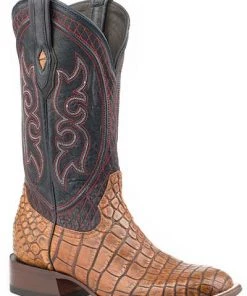 KARMAN ROPER 'Stetson' Men's 13" Roundup Alligator Vamp Round Toe - Taupe / Blue