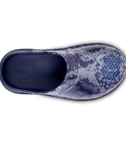 'OOFOS' Women's OOcloog Clog Limited Edition - Navy / Silver Snake