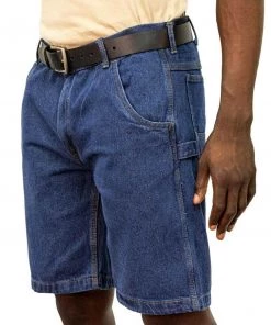 'KEY' Men's Comfort Denim Dungaree Short - Enzyme Washed