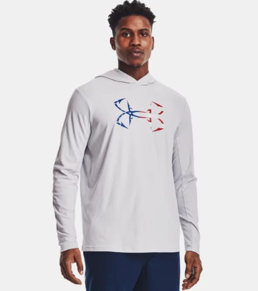 'Under Armour' Men's Iso-Chill Freedom Hook Hoodie - Halo Gray / White 3 'Under Armour' Men's Iso-Chill Freedom Hook Hoodie - Halo Gray / White