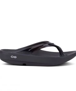 'OOFOS' Women's OOlala Thong - Black Patent